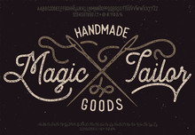 Magic Tailor. Font Set With Serif And Script Typeface. Tailor Logotype.