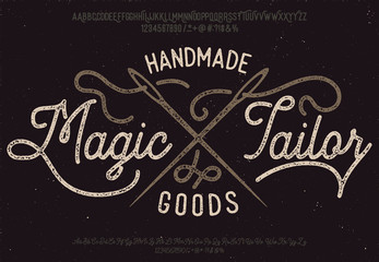 Wall Mural - Magic Tailor. Font set with serif and script typeface. Tailor logotype.