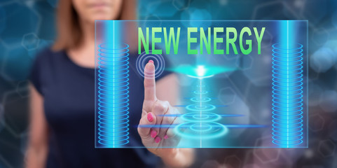 Poster - Woman touching a new energy concept