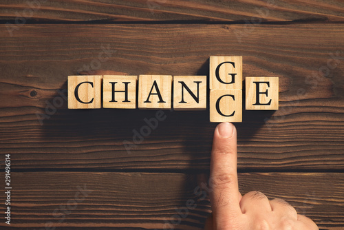 Cuadros en Lienzo Change to Get Chance Concept with Wooden Blocks. Business and De