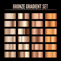 Poster - Bronze Metal Realistic Gradient. Collection of Colorful Bronze Palette. Shine Metallic Material Template. Vector illustration