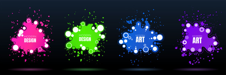 Poster - Vector modern abstract banners. Flat geometric dynamic color. Modern Art graphics. Element for design business cards, invitations, flyers and brochures. Grunge brush stroke. Paint splash. Web design