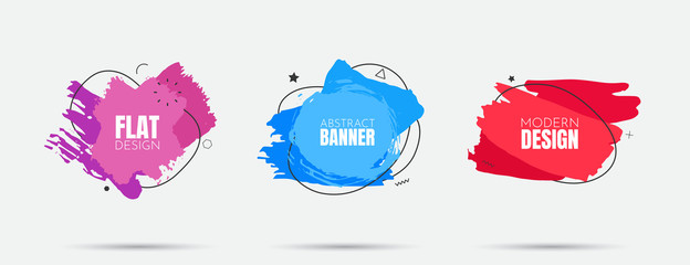 Poster - Vector modern abstract banners. Flat geometric dynamic color. Modern Art graphics. Element for design business cards, invitations, flyers and brochures. Grunge brush stroke. Paint splash. Web design