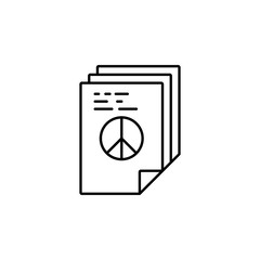 Poster - Peace documents files icon. Element of peace day thin line icon