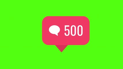 Poster - Pink Comment Icon On Green Chroma Key Background. Comment Counting for Social Media 1-10m.