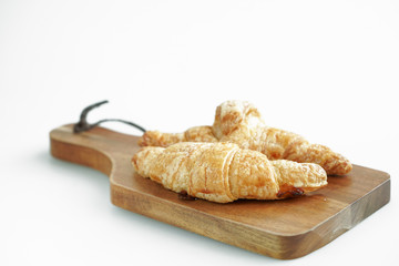 Wall Mural - Breakfast croissant on white background