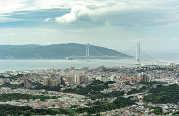 Wall Mural - 兵庫県・神戸市から淡路島、明石海峡大橋の絶景、須磨区の馬の背から