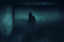 Scary Ghost Woman On Dark Background