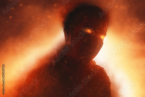 Fotomural Scary devil burning fire flames