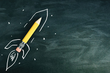 Poster - Abstract pencil rocket