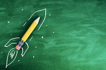 Poster - Abstract pencil rocket