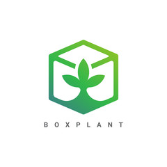 Vector logo of a food box with a leaf shape inside