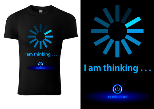 Black T-shirt Design with Blue Loading Bar and Text - Graphic Design for Computer Enthusiasts, Vector