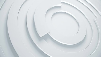 Poster - 3d abstract background with simple geometric pattern. Clean surface texture with circles and ring parts motion for trendy presentation. Seamless loop.