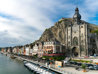 Sticker - horizontal view of the Meuse River and the historic old riverside town of Dinant in Belgium