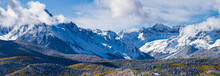 Panoramic Of The San Juan Mountain Range. Beautiful And Colorful Colorado Rocky Mountain Autumn Scenery