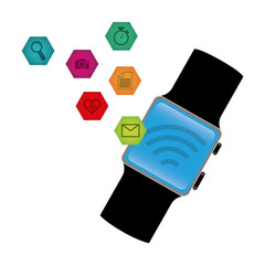 Wall Mural - smart watch technology with applications menu