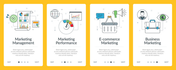 Wall Mural - marketing, performance and business communication internet banner.