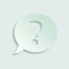 Poster -  Question icon.  line style. Help  speech bubble symbol. Chat symbol with the Question icon. Vector icon for web site design, app.   paper icon  with shadow 