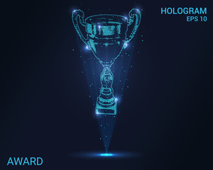 Wall Mural - hologram reward. holographic projection award. flickering energy flux of particles. scientific regis