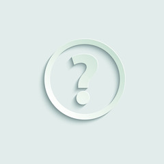 Poster -  Question icon.  Help icon.  paper icon  with shadow 