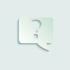 Poster -  Question icon.  line style. Help  speech bubble symbol. Chat symbol with the Question icon. Vector icon for web site design, app.   paper icon  with shadow 