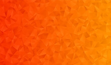 Low Poly Orange Gradient Vector Background With 3D Triangle Pattern. Halloween, Autumn Backdrop. Crystal Geometric Faceted Texture For Social Media, Web, Screen, Mobile Interfaces Or Print Design