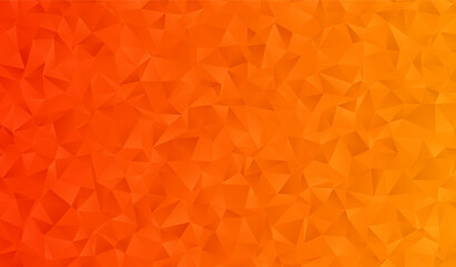 Low Poly Orange Gradient Vector Background with 3D Triangle Pattern. Halloween, Autumn Backdrop. Crystal Geometric Faceted Texture for Social Media, Web, Screen, Mobile Interfaces or Print Design