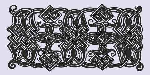 Wall Mural - Old Russian pattern for book. Russian, Ukrainian, Belarussian pattern, traditional pattern with intricate knot ornament in flower style. Traditional illustration design with typography for printing.