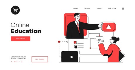 Wall Mural - presentation slide template or landing page website design. business concept illustrations. modern f