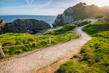 Lulworth Cove area in Dorset Land, United Kingdom