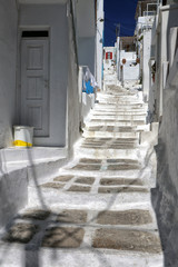 Wall Mural - White steps of Mykonos old town, Mykonos, Greek Islands