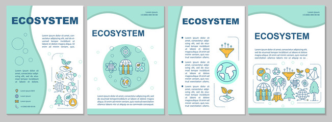 Wall Mural - Ecosystem brochure template. Flyer, booklet, leaflet print, cover design with linear illustrations. Environmental conservation. Vector page layouts for magazines, annual reports, advertising posters