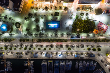 Wall Mural - Beautiful aerial view on coast of the night city