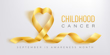 Childhood Cancer Awareness Vector Banner With Gold Ribbon