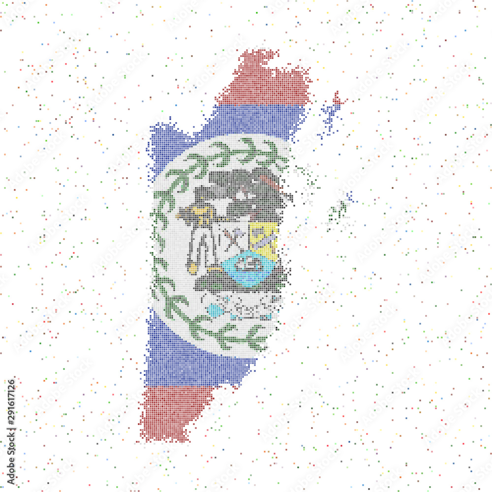 Mosaic map of Belize with national flag. Vector illustration of the ...