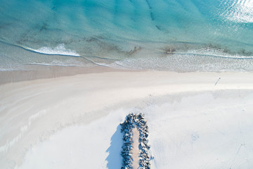 Wall Mural - Noosa main beach jetty at sunrise view from above