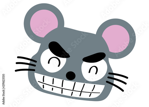 イラスト素材 笑ったネズミの顔のアップのイラスト 2020年子年 令和