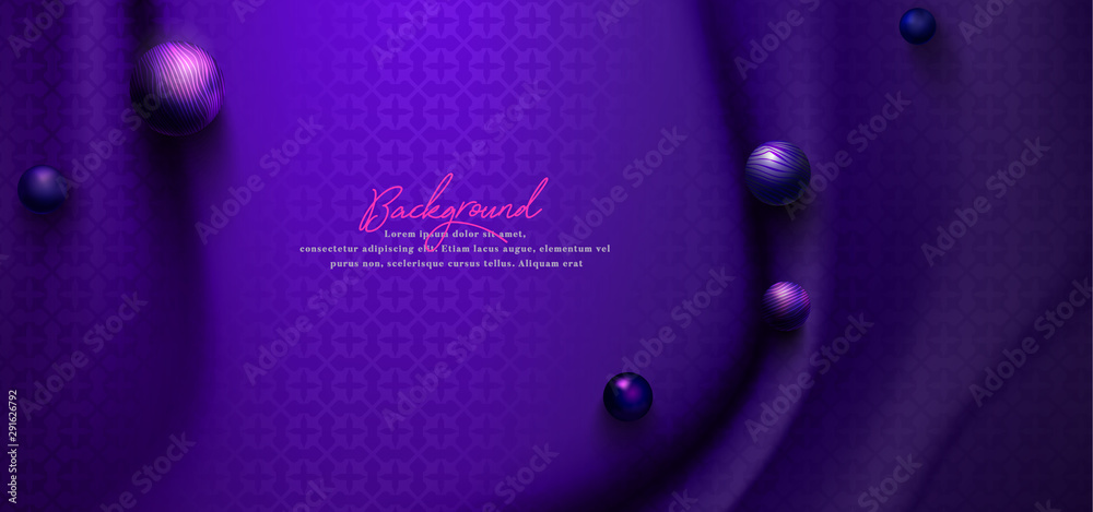 Elegant 3d realistic purple vintage fabric with shiny marble, luxury ...