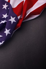 Wall Mural - American flag on dark background. Usa Memorial Day..