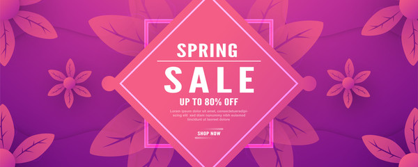 Wall Mural - Abstract background for spring season. Template design in long banner style with new trend of gradient. Vector illustration for cover, discount promotion, advertisement.