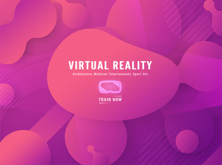 Wall Mural - Template of virtual reality for web banner, business presentation, advertisement, gaming. Modern abstract gradient background in liquid and fluid style. Trend design of the world.