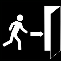 Wall Mural - silhouette of a man running to the emergency exit, emergency exit icon