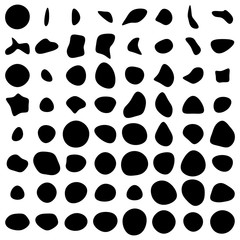 Poster - Random blotch, inkblot. Organic blob, blot. Speck shape.Splat, fleck graphic. Drop of liquid, fluid. Pebble, stone silhouette.Ink stain, mottle spot irregular shape. Basic, simple rounded, smooth form