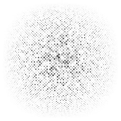 Poster - Half-tone dots, circles, dotted element. Sphere, orb or globe distortion speckles. Diffuse radial, radiating bloat, bulge warp. Polka-dot inflate design. Circular geometric pattern, abstract circles