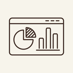 Canvas Print - Pie chart and diagram on screen line icon