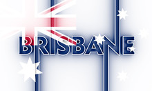 Image Relative To Australia Travel Theme. Brisbane City Name In Geometry Style Design. Creative Vintage Typography Poster Concept. 3D Rendering.