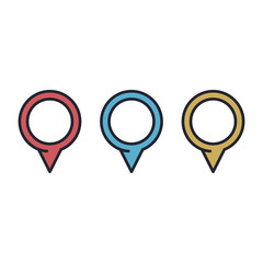 Wall Mural - Map marker, map pin vector. Map markers with circles with blank space. Vector graphics.