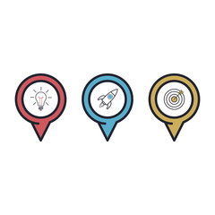 Wall Mural - Map marker, map pin vector. Map markers with circles with blank space. Vector graphics.