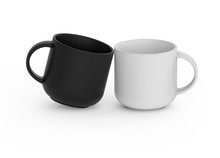 Blank Black White Color Ceramic Mug Cup On White Background